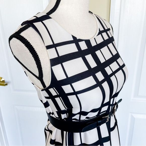 Jessica Simpson 2 Black White Unique Plaid Design Colorful Floral Bottom w/ Belt - Picture 10 of 16